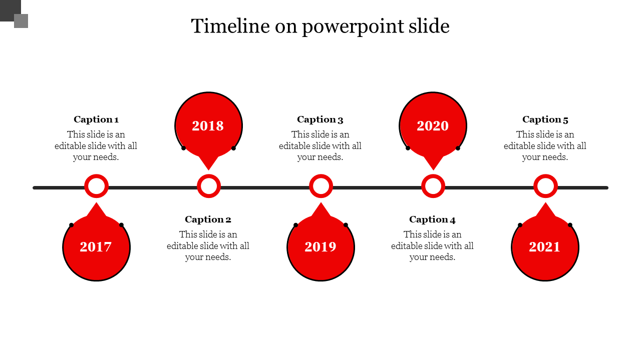 Free - Use Timeline On PowerPoint Slide In Red Color Slide